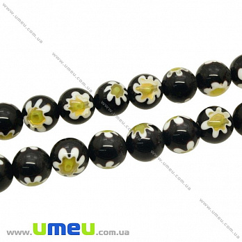 [Архів] Намистина Lampwork кругла, 12 мм, Чорна (BUS-004222)