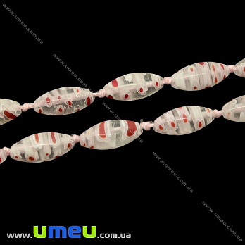 [Архів] Намистина Lampwork рис, 20х9 мм, Прозора (BUS-003627)