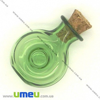 Скляна баночка Кругла, Зелена, 25х19 мм (DIF-006694)