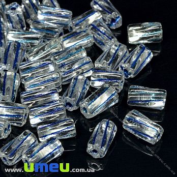 Намистина чеське скло Preciosa Bugles 10х6 мм, №03, Синя (BUS-036369)