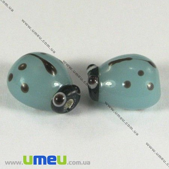 [Архів] Намистина Lampwork Божа корівка, 12х10х8 мм, Блакитна (BUS-002455)