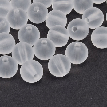 Бусины акриловые матовые, Круглые, 10 мм, Белые (BUS-059761)