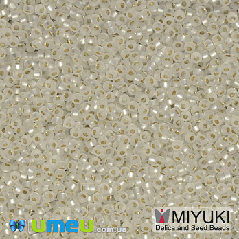 Бісер японський Miyuki круглий RR 15/0 №1F, Сріблястий матовий (BIS-039801)