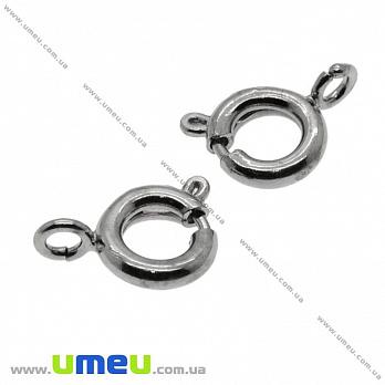 Замок-карабін круглий, Темне срібло, 9х6 мм (ZAM-001489)
