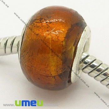 [Архів] Намистина PANDORA Lampwork, 14х10 мм, Коричнева, Срібло (BUS-006509)