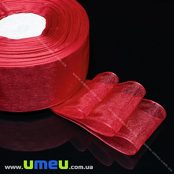 Стрічка з органзи, 40 мм, Червона (LEN-016617)