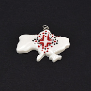 Підвіска Карта України з полімерної глини, 32х26 мм, З малюнком (POD-059389)