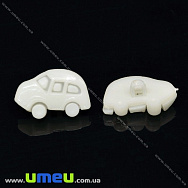 Гудзик пластиковий на ніжці Машинка, 17х11 мм, Білий (PUG-032822)