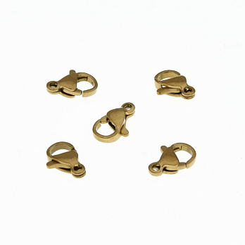 Замки-карабины из нержавеющей стали, 11х7 мм, Золото (STL-057070)