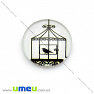 Кабошон скляний з принтом Клітка, 18 мм, Круглий (KAB-013665)