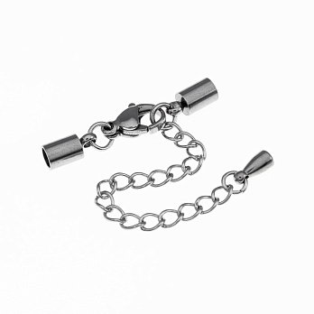 Замок-карабин из нерж. ст. с колпачками 8,5х4 мм, Темное серебро (STL-055754)