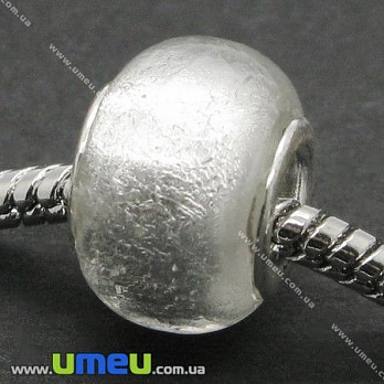 [Архів] Намистина PANDORA Lampwork, 14х10 мм, Біла, Срібло (BUS-007384)