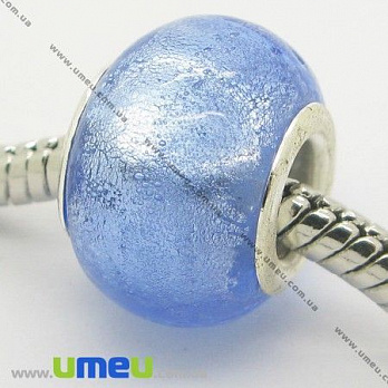 [Архів] Намистина PANDORA Lampwork, 14х10 мм, Синя, Срібло (BUS-006510)