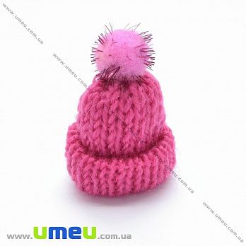 Шапочка вязаная для игрушек, 40х35 мм, Малиновая (DIF-036318)