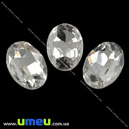 Ріволі скляний УЦЕНКА, Овал гранований, 25х18 мм, Білий (KAB-020616)