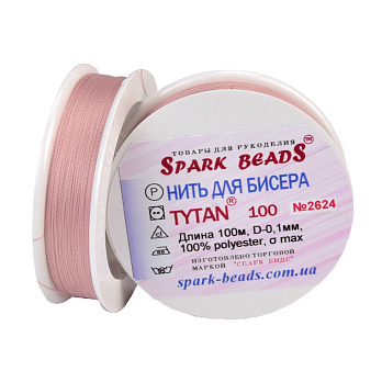 Нитка для бісеру Титан 100, Попелясто-рожева №2624, 100 м (MUL-061358)