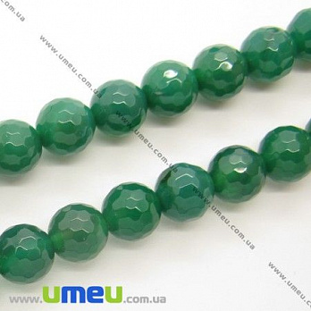 [Архів] Намистина натуральний камінь Агат зелений, 10 мм, Кругла гранована (BUS-005207)