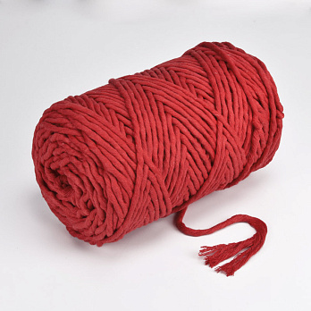 Шнур для макраме хлопковый, 4-5 мм, Красный (LEN-063004)