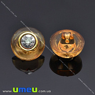 Гудзик пластиковий на ніжці Круглий зі стразами, 13 мм, Коричневий (PUG-012891)