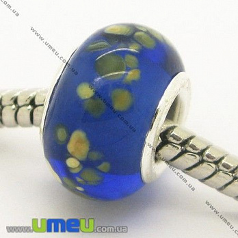 [Архів] Намистина PANDORA Lampwork, 14х9 мм, Синя, Срібло (BUS-006934)