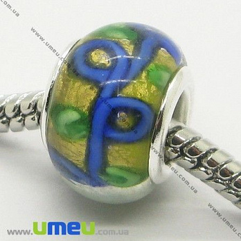 [Архів] Намистина PANDORA Lampwork, 13х9 мм, Синя, Срібло (BUS-007373)