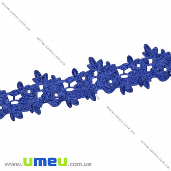 Тесьма тисненая Розочки, 20 мм, Синяя (LEN-025672)