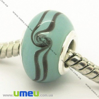 [Архів] Намистина PANDORA Lampwork, 14х9 мм, Блакитна, Срібло (BUS-006916)