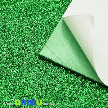 Фоаміран глітерний на клейовій основі, 2 мм, Зелений, 20х30 см (FOM-022492)