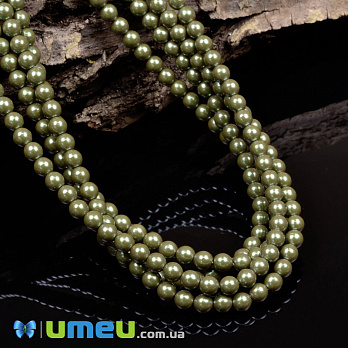 Бусины чешское стекло Preciosa Жемчуг 4 мм Pearlescent Khaki, Оливковые (BUS-049422)