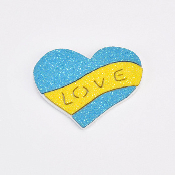 Декоративний виріб із фоамірана Серце "Love", 5,5х4,5 см, Жовто-блакитне (FOM-061673)