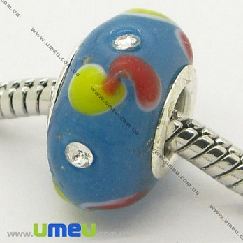 [Архів] Намистина PANDORA Lampwork, 14х9 мм, Синя, Срібло (BUS-006517)