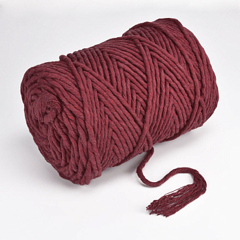 Шнур для макраме хлопковый, 4-5 мм, Бордовый (LEN-063005)