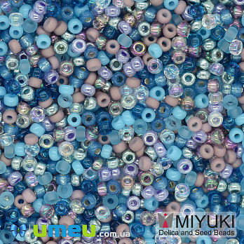 Бісер японський Miyuki круглий RR 11/0 №MIX11, Мікс блакитний (BIS-038822)
