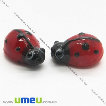 [Архів] Намистина Lampwork Божа корівка, 16х11 мм, Червона (BUS-004526)