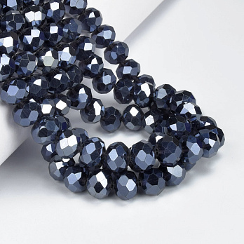 Намистини ронделі, 10х7 мм, Мокрий асфальт (BUS-057163)