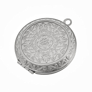 Медальйон Круглий c візерунком з нержавіючої сталі, 35х31х7,5 мм, Темне срібло (STL-061288)