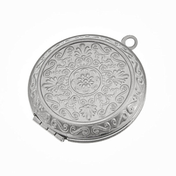 Медальйон Круглий c візерунком з нержавіючої сталі, 35х31х7,5 мм, Темне срібло (STL-061288)