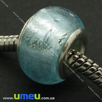 [Архів] Намистина PANDORA Lampwork, 14х10 мм, Блакитна, Срібло (BUS-006518)