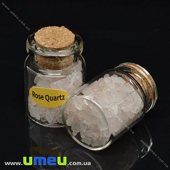 Пляшка з крихтою натурального каменю, Кварц рожевий, 31х22 мм (POD-037235)