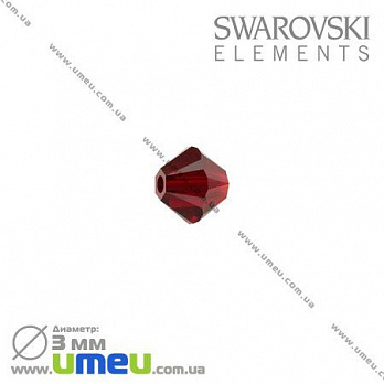 [Архів] Намистина Swarovski 5301 Siam, 3х3 мм, Біконус (BUS-002272)