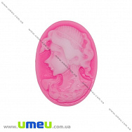 Кабошон з полімерної глини Камея, 25х18 мм, Рожевий (KAB-003703)
