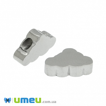Намистина з нержавіючої сталі Тучка,10х6 мм, Темне срібло (STL-044574)