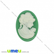 Кабошон з полімерної глини Камея, 18х13 мм, Зелений (KAB-018630)