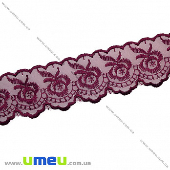 Кружево органза Яблочко, 40 мм, Бордовое (LEN-010449)