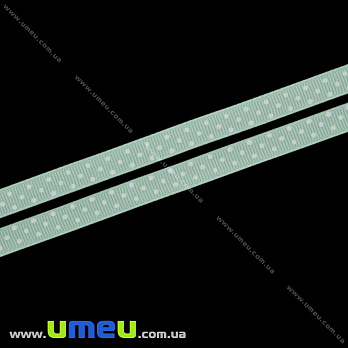 Репсовая лента в горошек, 10 мм, Бирюзовая светлая (LEN-022441)