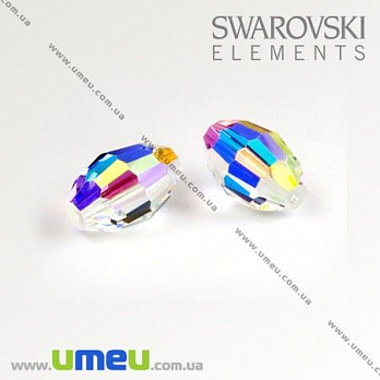[Архів] Намистина Swarovski 5200 Crystal AB, 9х6 мм, Гранована овальна (BUS-005492)