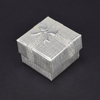 Коробочка Квадратная под кольцо, 4х4х3 см, Серебристая (UPK-023053)