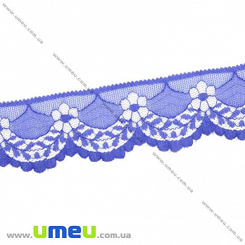 Мереживо органза Віяло, 40 мм, Синє (LEN-025747)
