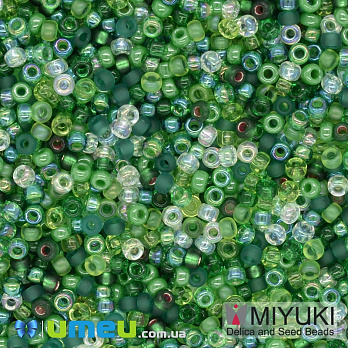 Бісер японський Miyuki круглий RR 11/0 №MIX03, Мікс зелений (BIS-038823)