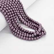 Намистини скляні Перли Premium, 6 мм, Фіолетові, Круглі (BUS-034625)